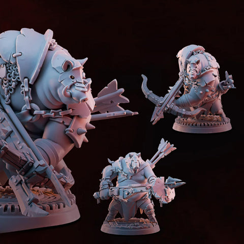 Swinefolk Crossbowmen | BeaMini Print to Order Miniatures