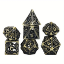 Bronze Dragon - 7 Piece Hollow Metal Polyhedral Dice Set & Dice Case