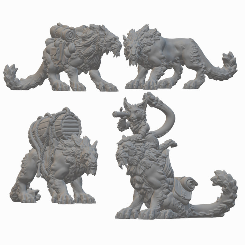 Tabaxi Trader & Pack Cats | BeaMini Unpainted RPG Miniatures