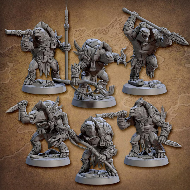 Tortle Barbarians | BeaMini Print to Order Miniatures