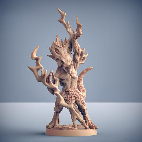 Kaztot Stormcaller - Lizardfolk Shaman | BeaMini Print to Order Miniatures