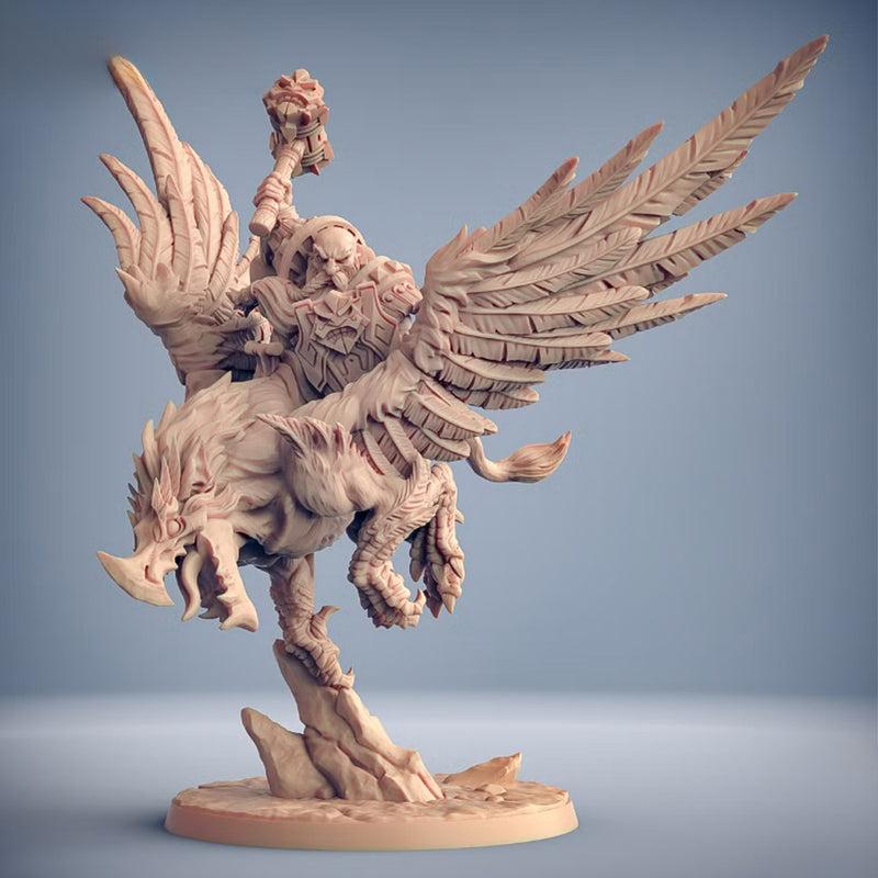 Alvar (Dwarf Lord) on Thunderbeak | BeaMini Print to Order Miniatures
