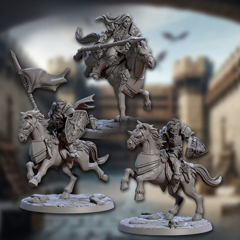 Human Fighter (Mounted) | BeaMini Print to Order Miniatures