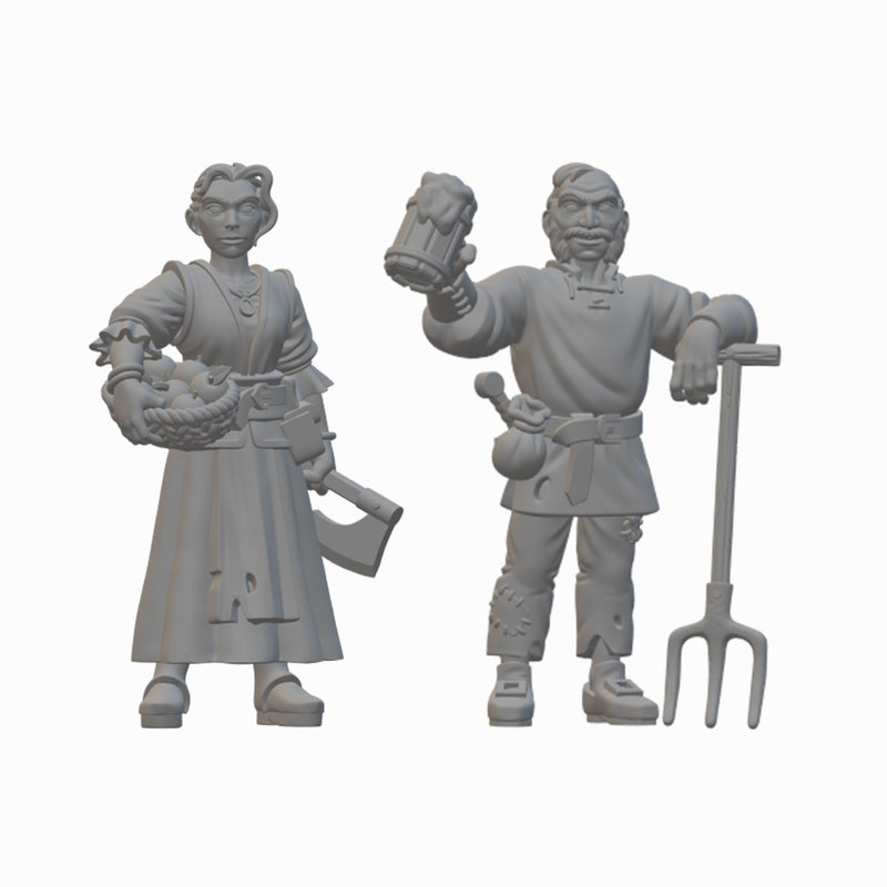 Farmers | BeaMini Unpainted RPG Miniatures
