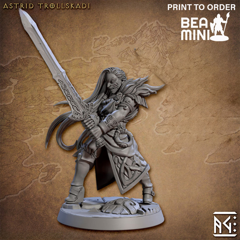 Astrid Trollskadi - Shieldmaiden | BeaMini Print to Order Miniatures