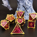 Draco Delight - 7 Piece Metal Polyhedral Dice Set & Dice Case