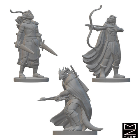 Dragonborn Rangers | BeaMini Unpainted RPG Miniatures