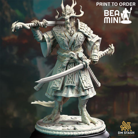 Dragonborn Samurai - Ryuma | BeaMini Print to Order Miniatures