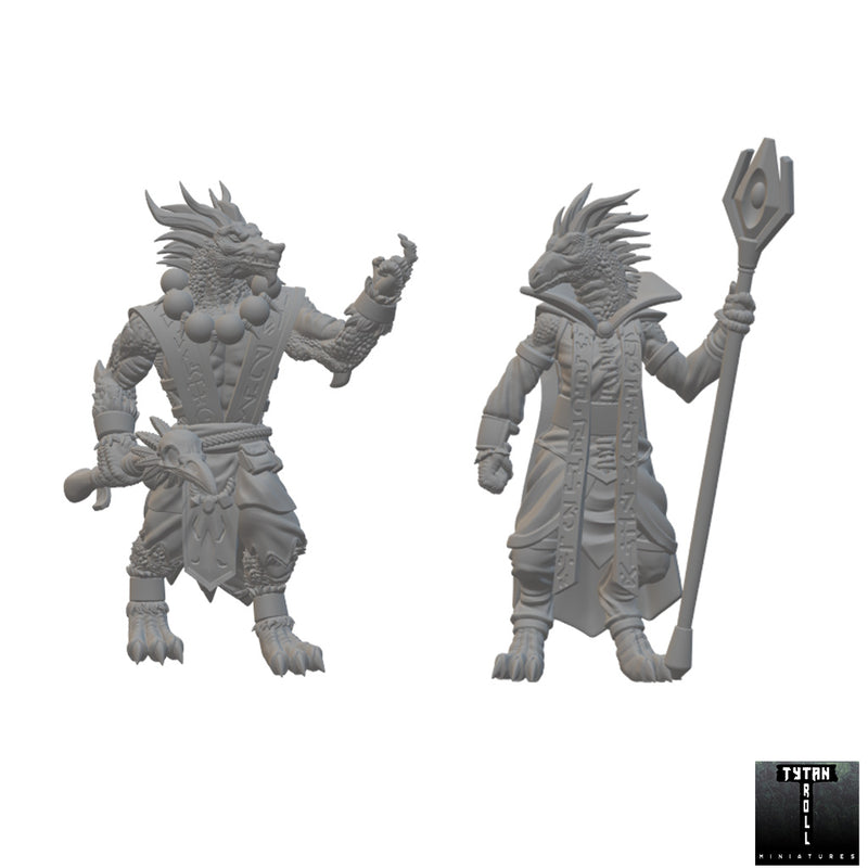 Dragonborn Wizards | BeaMini Unpainted RPG Miniatures