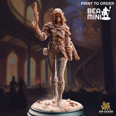 Drow Gunslinger - Lendara Slickshot Varth | BeaMini Print to Order Miniatures