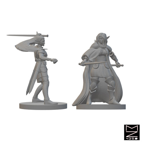 Elf Female Bladesingers | BeaMini Unpainted RPG Miniatures