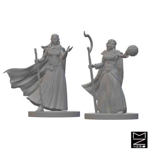Elf Female Druids | BeaMini Unpainted RPG Miniatures
