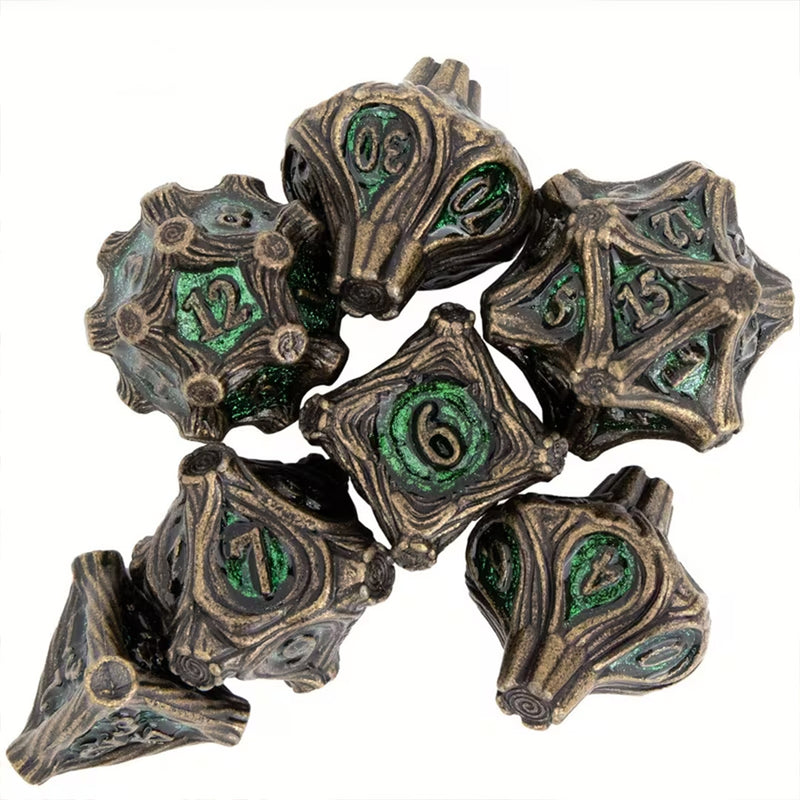 Fangorn's End 7 Piece Metal Polyhedral Dice Set & Dice Case