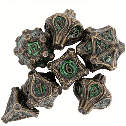 Fangorn's End 7 Piece Metal Polyhedral Dice Set & Dice Case