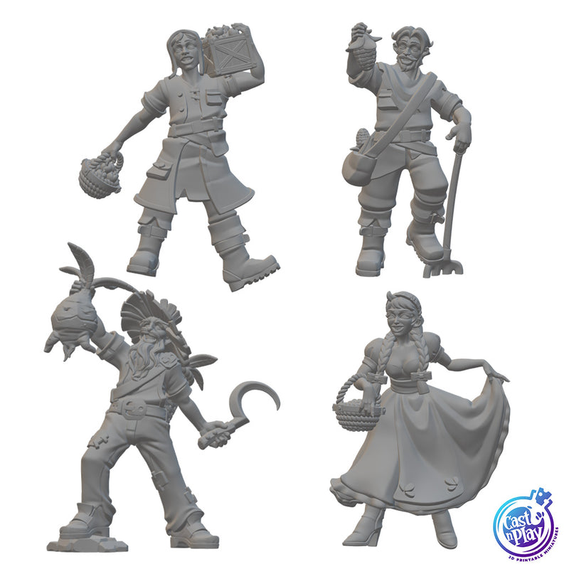 Farmers | BeaMini Unpainted RPG Miniatures