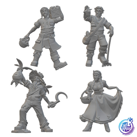 Farmers | BeaMini Unpainted RPG Miniatures