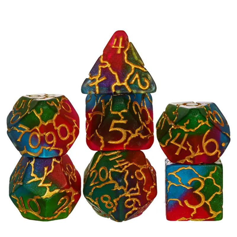 Fractured Magic - 7 Piece Polyhedral Dice Set + Dice Bag