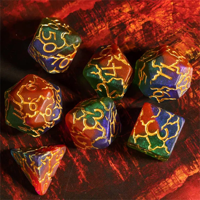 Fractured Magic - 7 Piece Polyhedral Dice Set + Dice Bag
