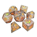 Gilded Tesseract: Orange - Sharp Edge Dice Set & Dice Case