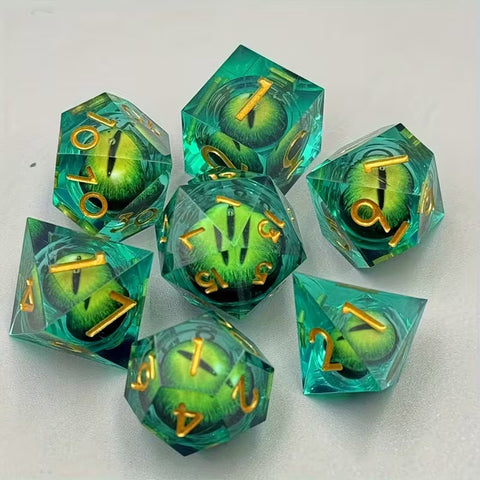 Green Eyed Monster - Liquid Core Dice Set