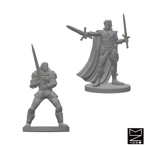 Half Elf Fighters | BeaMini Unpainted RPG Miniatures
