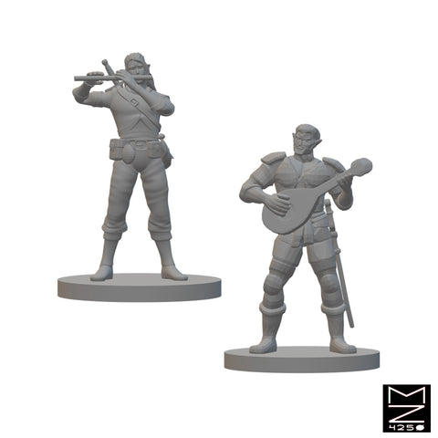 Half Elf Male Bards | BeaMini Unpainted RPG Miniatures