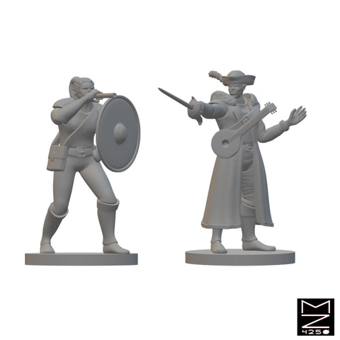 Half Orc Bards | BeaMini Unpainted RPG Miniatures