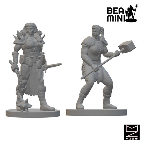 Half Orc Female Barbarians | BeaMini Unpainted RPG Miniatures