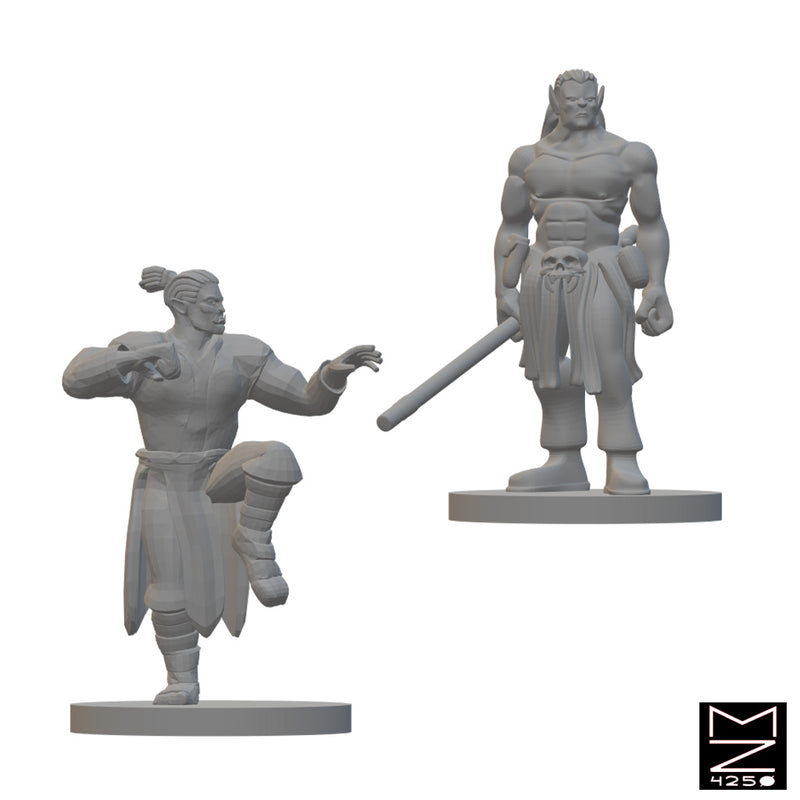 Half Orc Monks | BeaMini Unpainted RPG Miniatures
