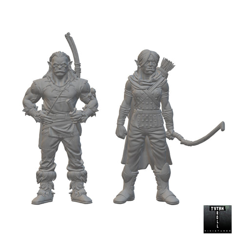 Half Orc Rangers | BeaMini Unpainted RPG Miniatures