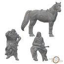 Human Fighters and Mount | BeaMini Unpainted RPG Miniatures