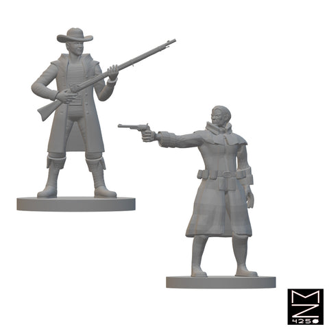 Human Gunslingers | BeaMini Unpainted RPG Miniatures