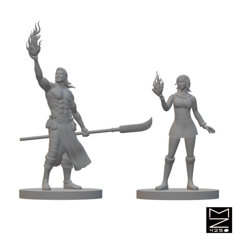 Human Sorcerers | BeaMini Unpainted RPG Miniatures