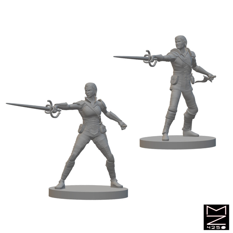 Human Swashbucklers | BeaMini Unpainted RPG Miniatures