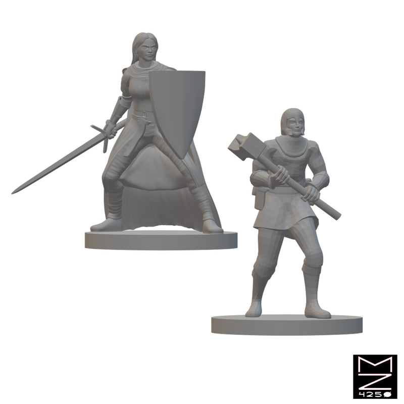 Human War Clerics | BeaMini Unpainted RPG Miniatures