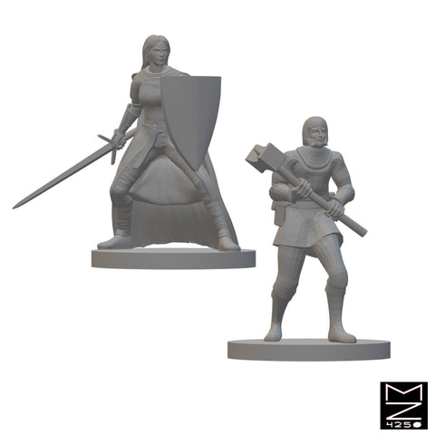Human War Clerics | BeaMini Unpainted RPG Miniatures