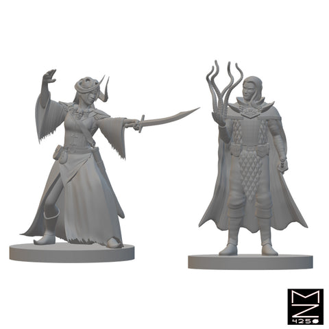 Human Warlocks | BeaMini Unpainted RPG Miniatures