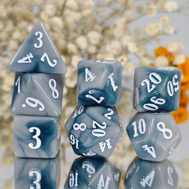 Ice Fortress - 7 Piece Polyhedral Dice Set + Dice Bag