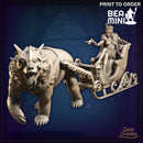 Sylvara Frostheart on Sleigh with Icebear | BeaMini Print to Order Miniatures