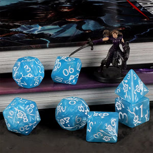 Ice Blossom - 7 Piece Polyhedral Dice Set + Dice Bag