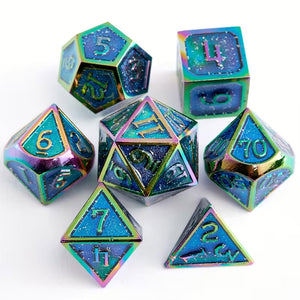 Icemage Trinket - 7 Piece Metal Polyhedral Dice Set & Dice Case