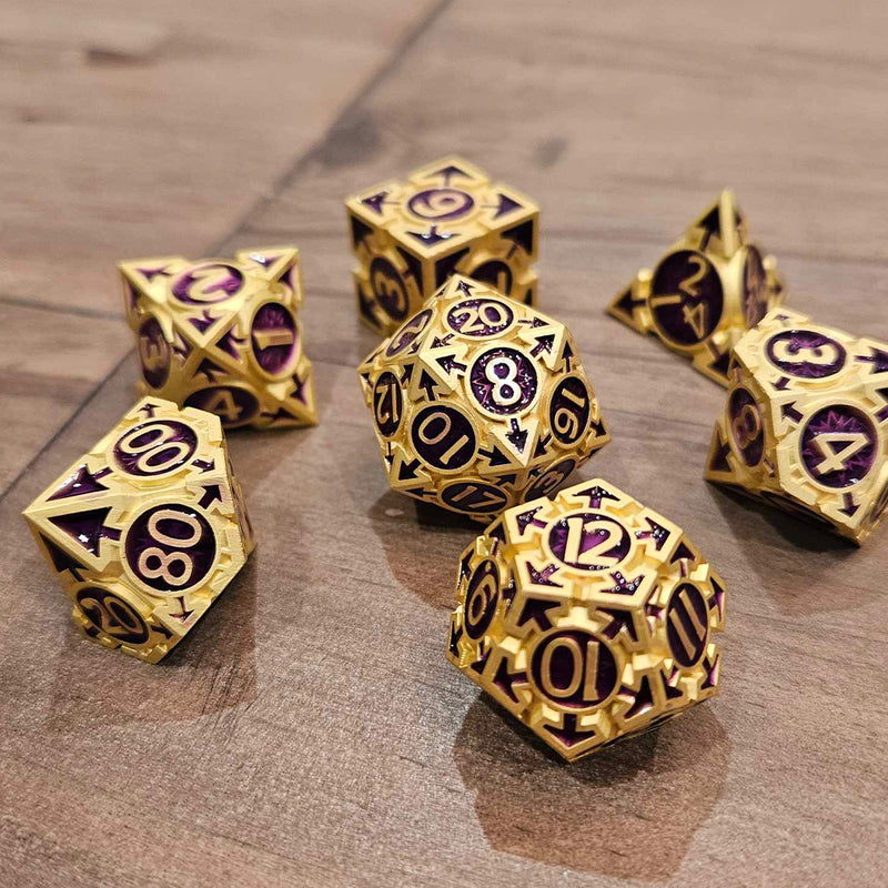 Imperial Horde - 7 Piece Hollow Metal Polyhedral Dice Set & Dice Case