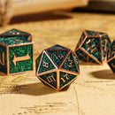 Jade Maze - 7 Piece Metal Polyhedral Dice Set & Dice Case