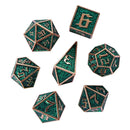 Jade Maze - 7 Piece Metal Polyhedral Dice Set & Dice Case