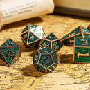 Jade Maze - 7 Piece Metal Polyhedral Dice Set & Dice Case