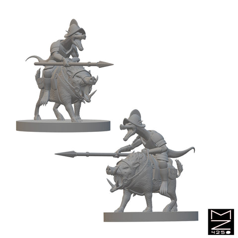 Kobolds on Warboars | BeaMini Unpainted RPG Miniatures