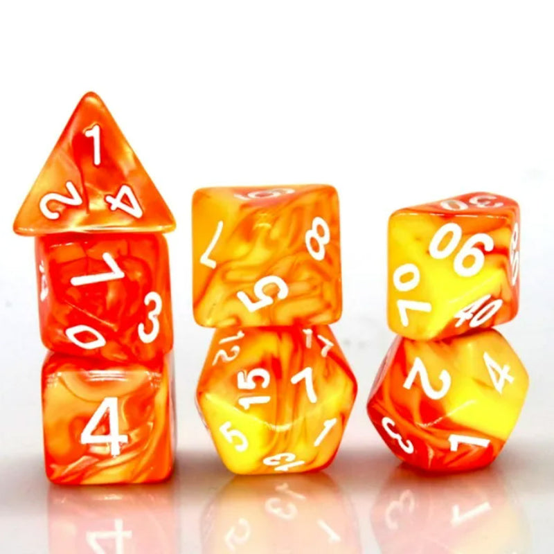 Liquid Fire - 7 Piece Polyhedral Dice Set + Dice Bag