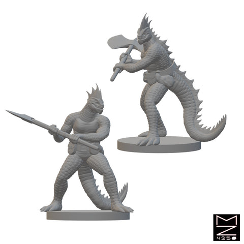 Lizardfolk Barbarians | BeaMini Unpainted RPG Miniatures
