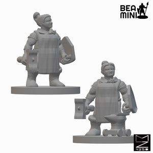 Dwarf Blacksmiths | BeaMini Unpainted RPG Miniatures