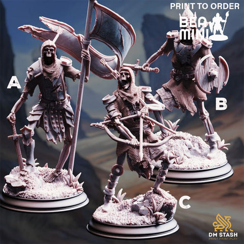 Skeleton Crusaders | BeaMini Print to Order Miniatures